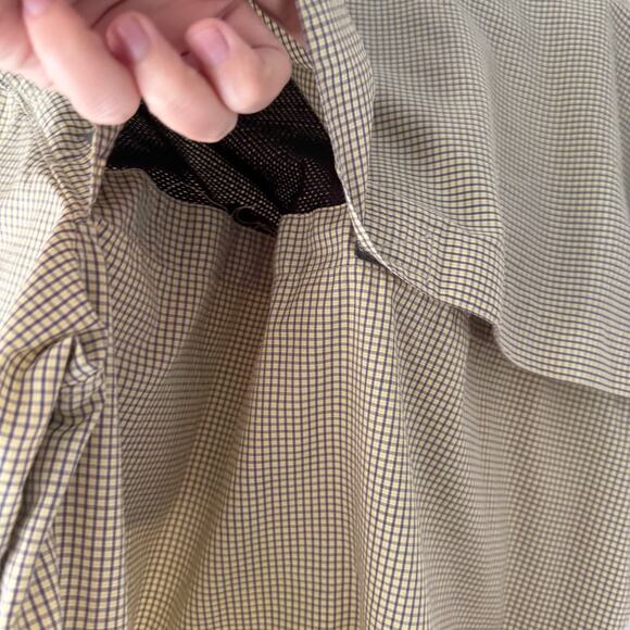 Split Men's Size XL Yellow Purple Plaid Outdoor Vented‎ Short Sleeve Button Up - Picture 7 of 10